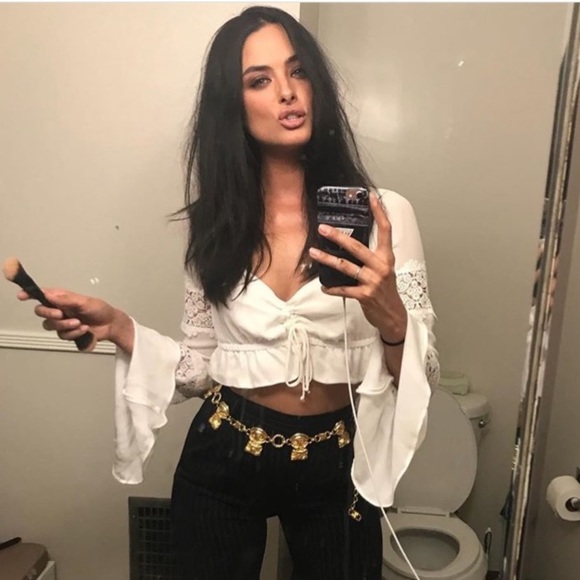Stone Cold Fox Tops - —Sold on Depop— NWOT sold out SCF White Crescent Crop top sz 0